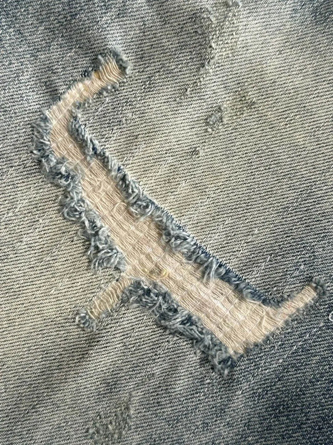 Cross Embroidery Ripped Denim Shorts