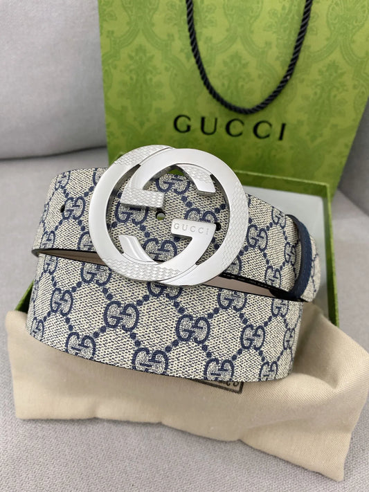 Retro Double G All-Over Print Leather Belt