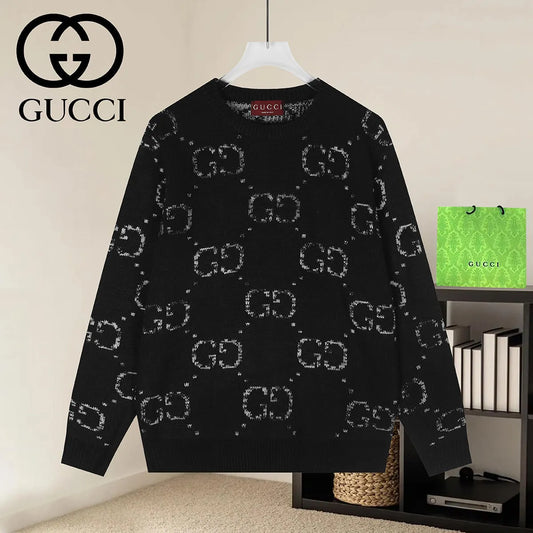 Vintage Jacquard Crew Neck Knit Sweater