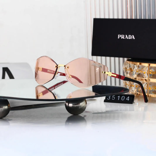 Rimless Cut Oval Sunglasses