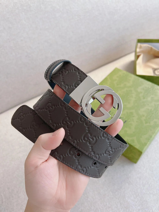 Classic Embossed Calfskin Leather Belt
