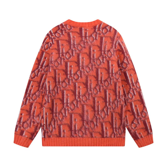 Orange All‑Over Sweater Cardigan