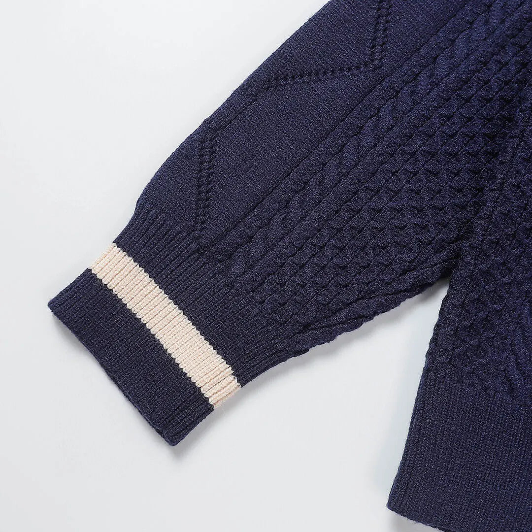 Cable‑Knit Stripe Sweater