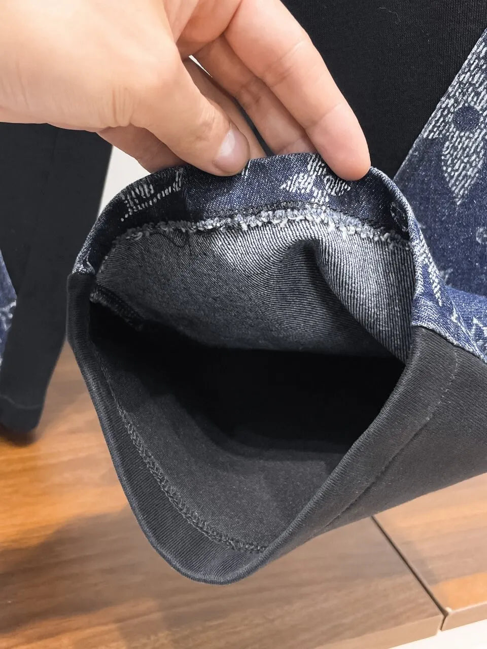 Denim Monogram Side Panel Spliced sweatpants
