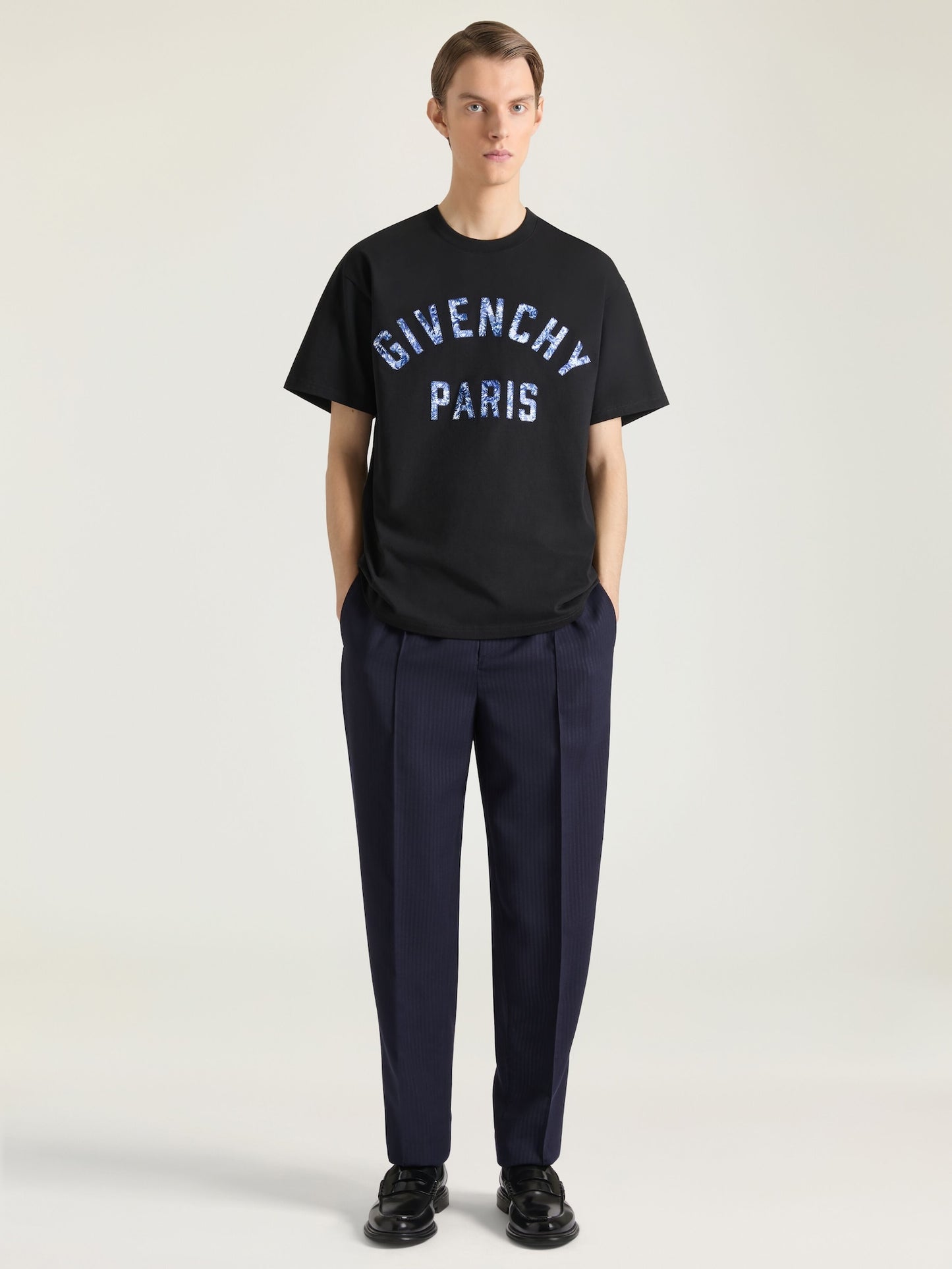 Purple Gradient Letter Print T‑Shirt