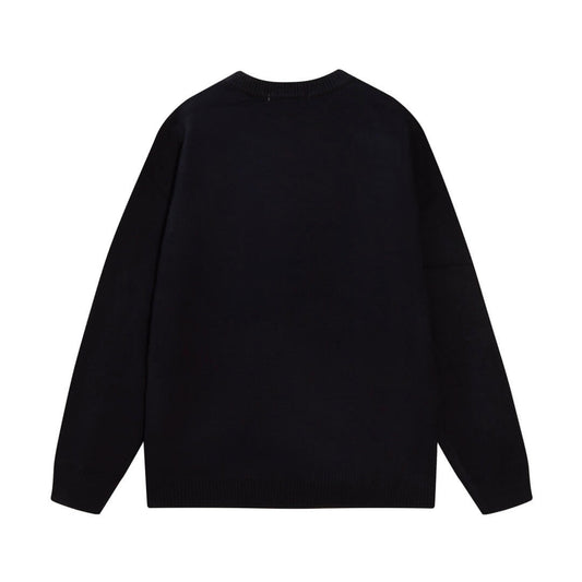 Front Letter Crewneck Knit Sweater