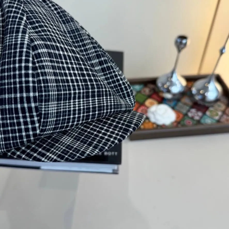 Plaid Retro Literary Style Beret Hat