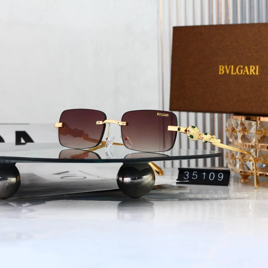 Snake Detail Rimless Rectangle Sunglasses