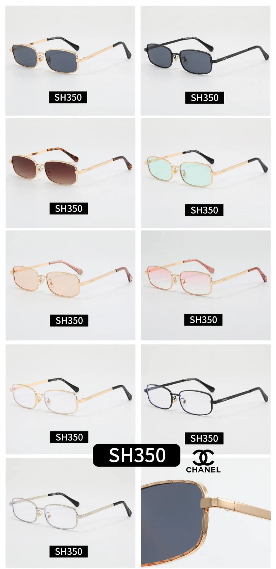 Slim Metal Narrow Rectangle Sunglasses