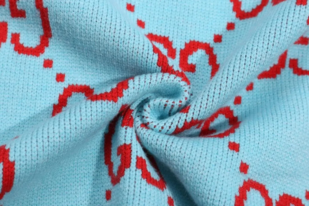 Bicolor Monogram V‑Neck Knit Sweater Cardigan