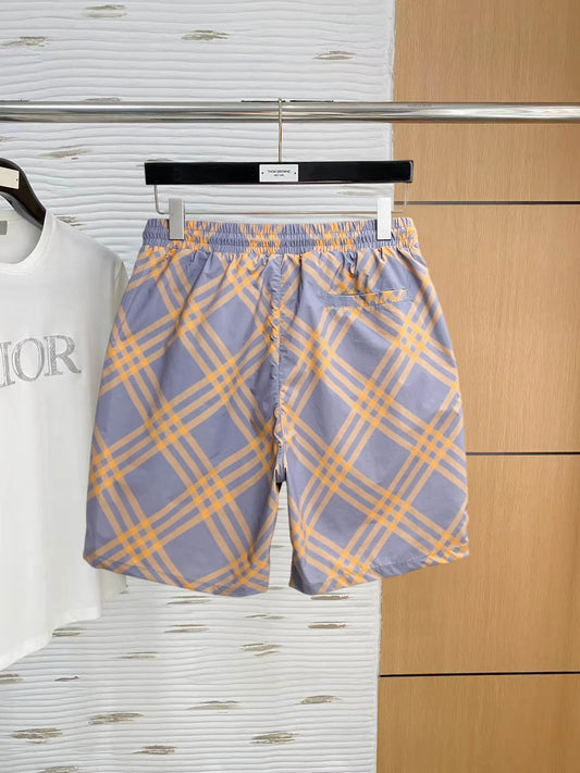 Diamond Plaid Drawstring Casual Shorts