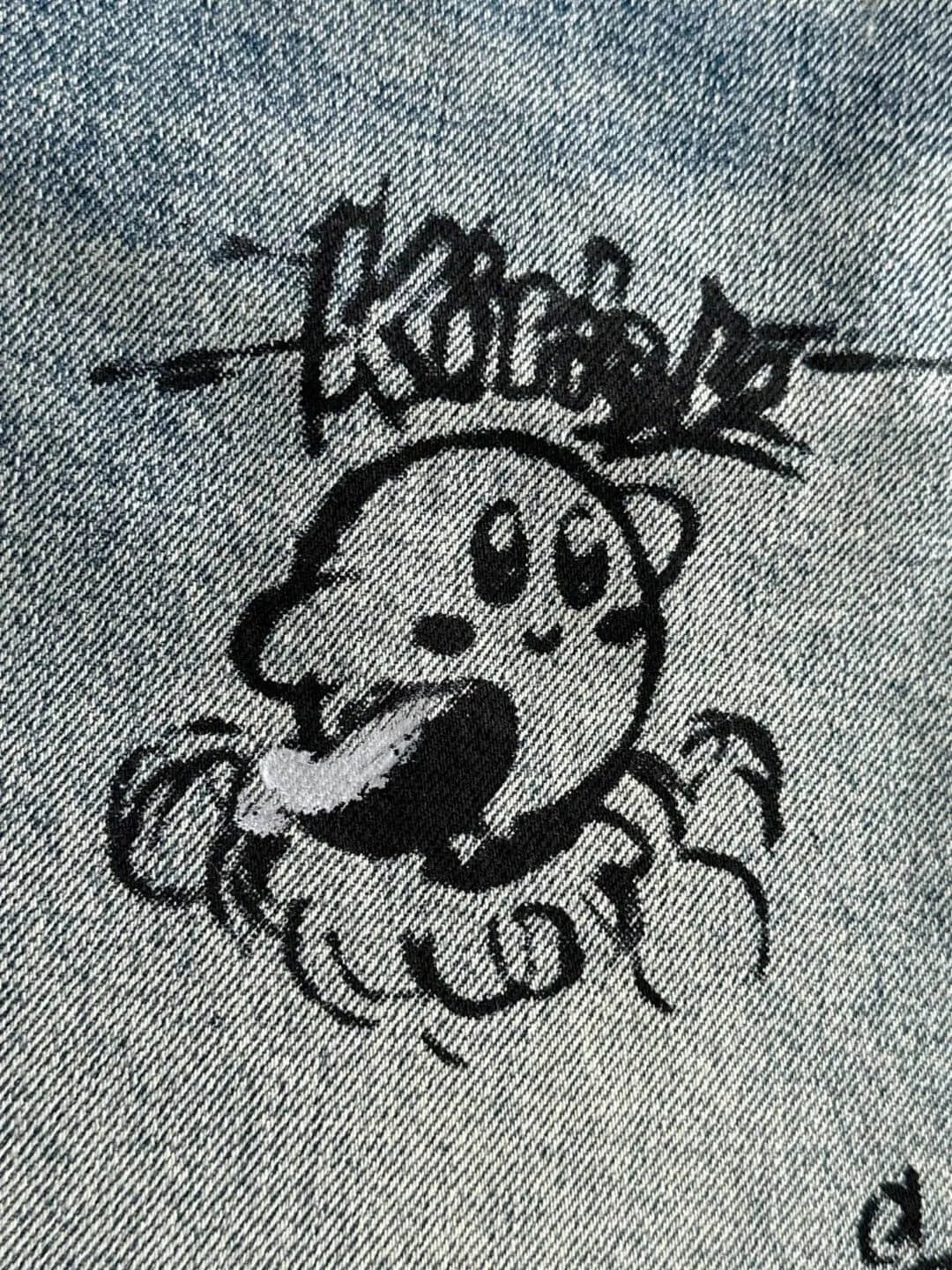 Cartoon Graffiti Print Denim Shorts