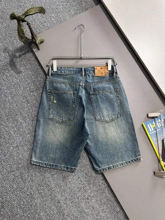 Distressed Ripped Washed Denim Shorts