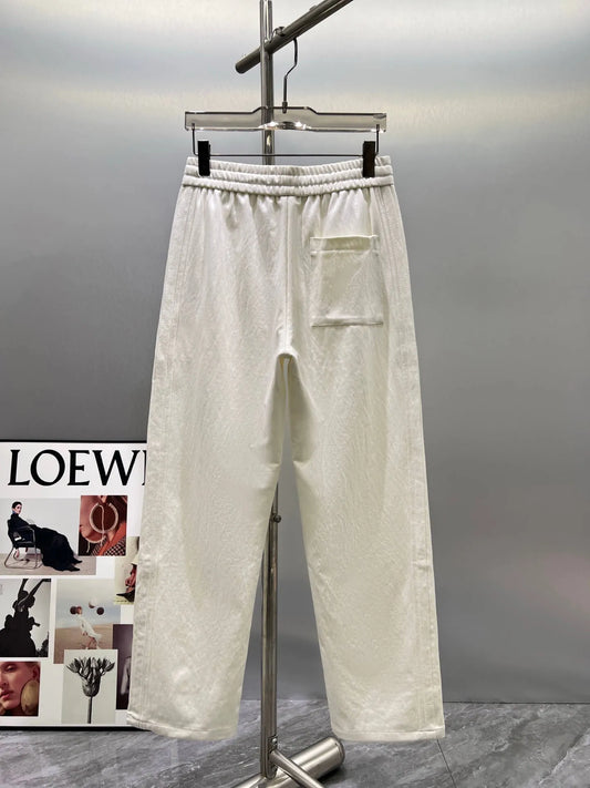 Geometric Embroidery Loose Straight Pants