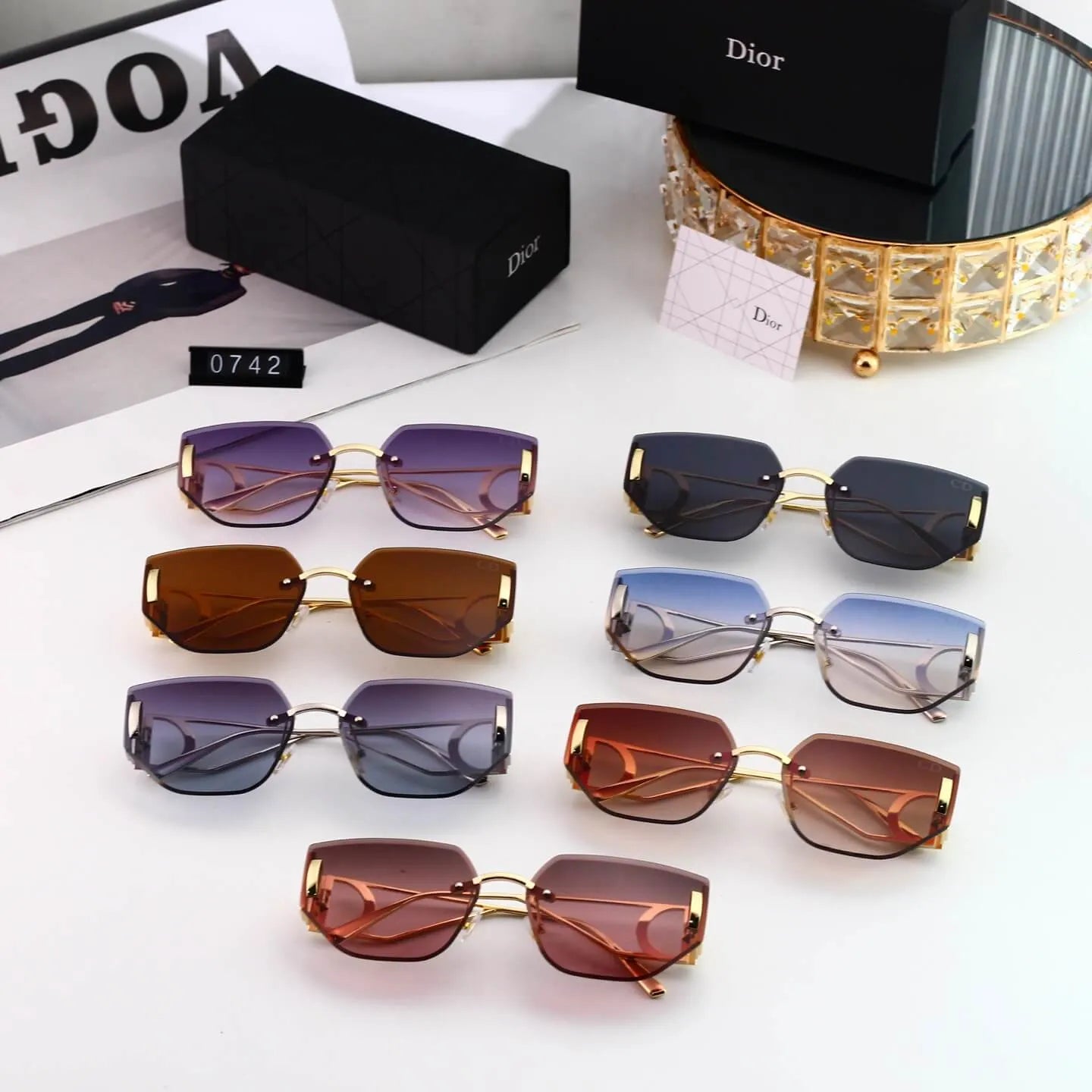 Rimless Cut Polygon Sunglasses