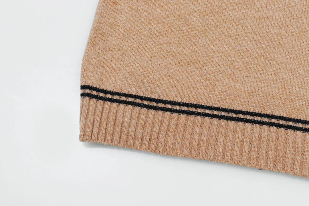 Crest Striped Trim Sweater