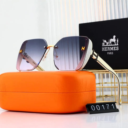 H Rimless Cut Edge Square Sunglasses