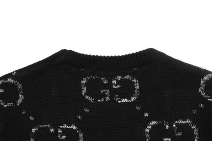 Vintage Jacquard Crew Neck Knit Sweater