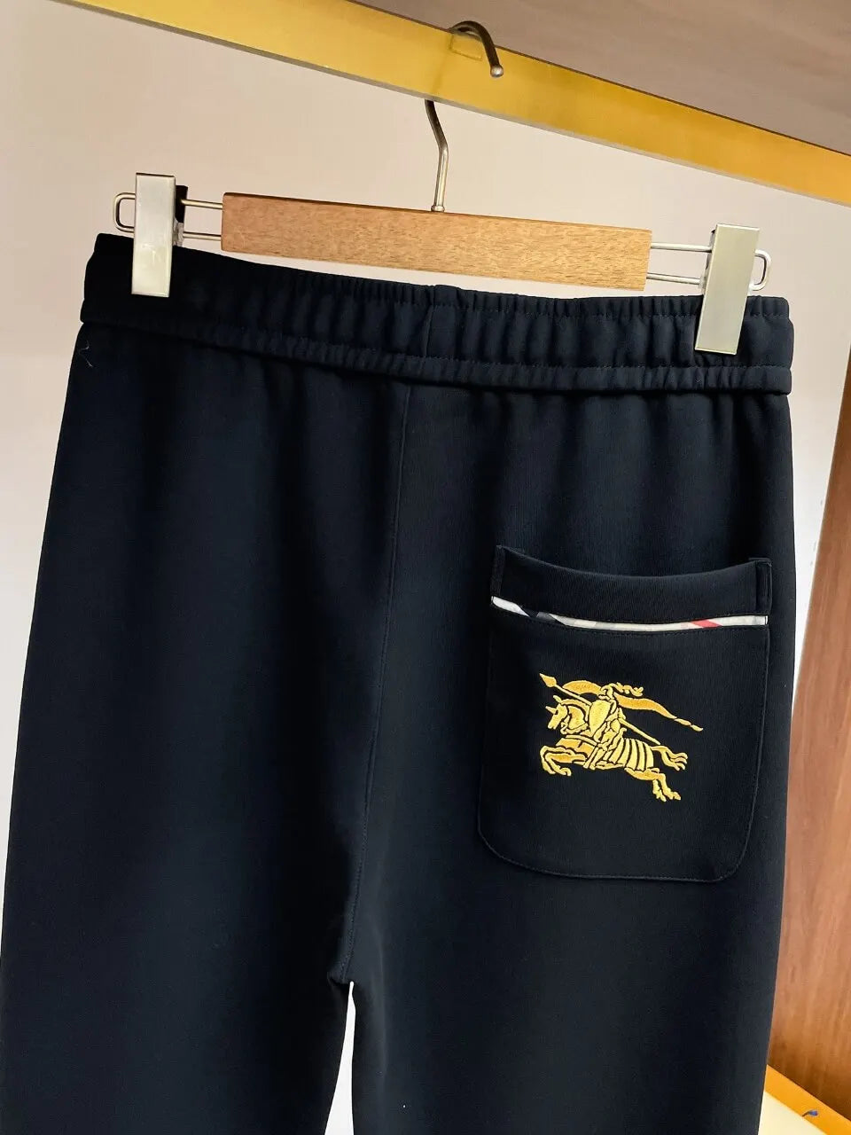 Plaid Drawstring Knight Embroidered Jogger Pants