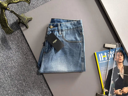 Patchwork Trim Distressed Denim Shorts