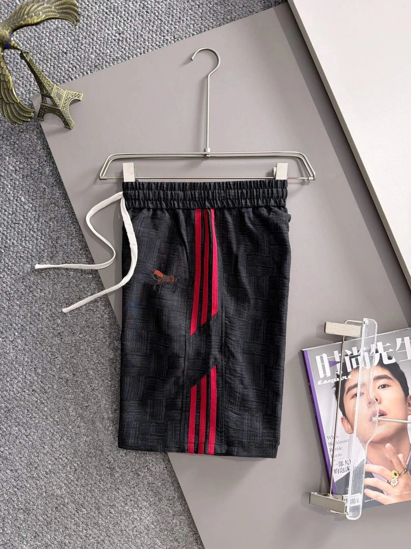 Horse Embroidery Side Stripe Shorts