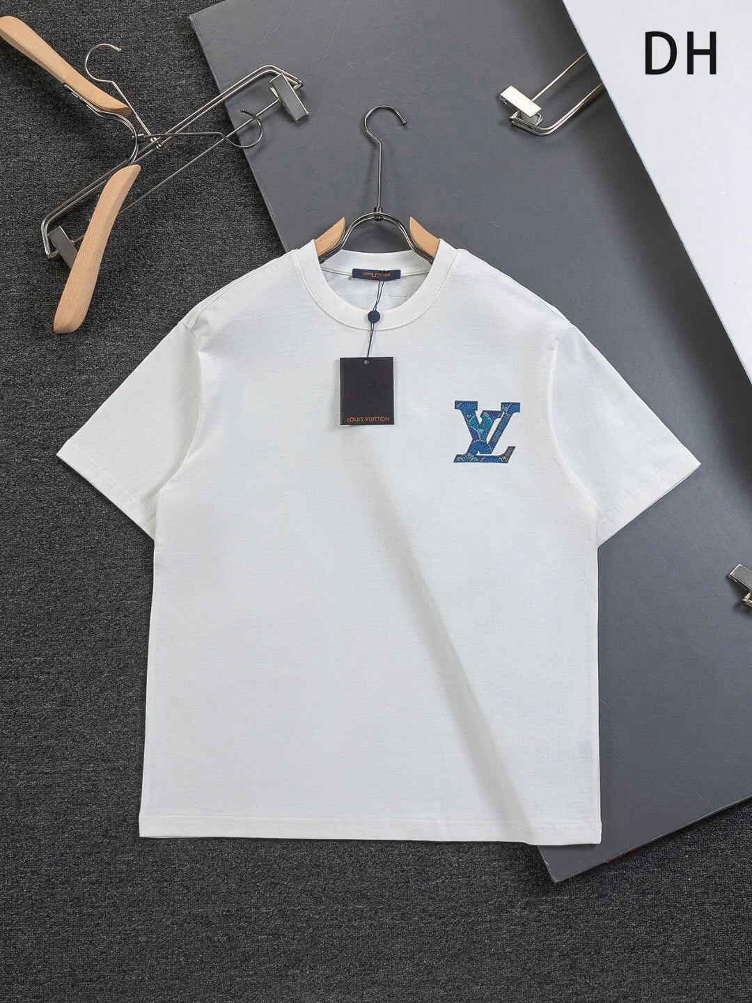 Blue Satin Embroidered T-Shirt
