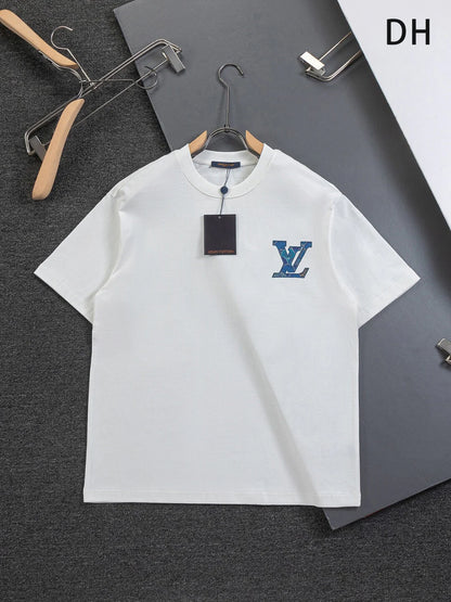 Blue Satin Embroidered T-Shirt