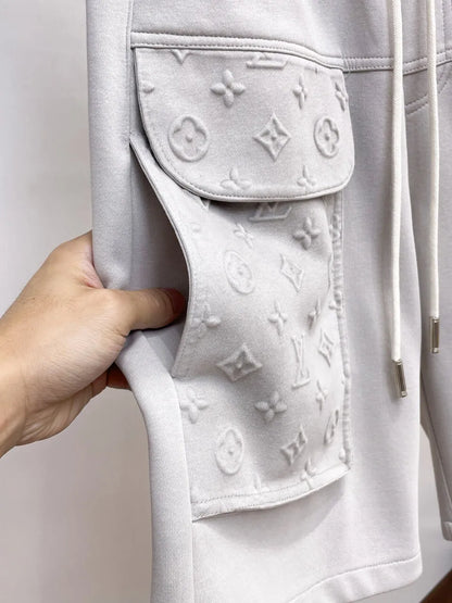 Embossed Monogram Cargo Casual Shorts