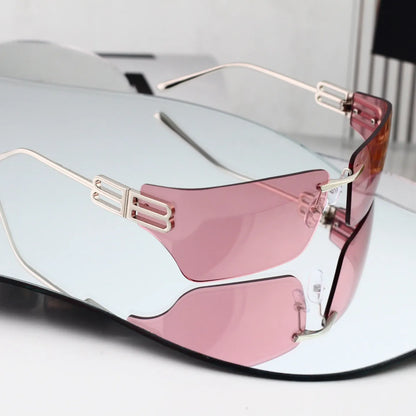 Curved Rimless Sunglasses