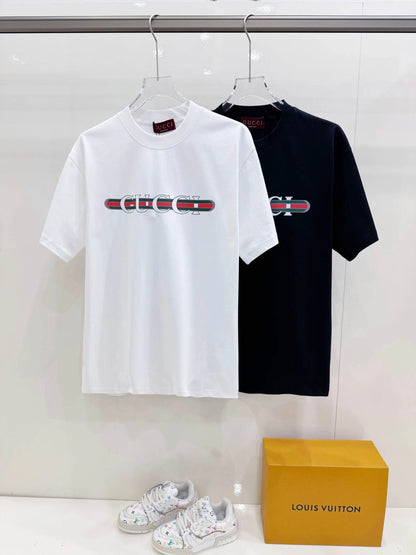 Retro Stripe Bar Letter Print T-Shirt