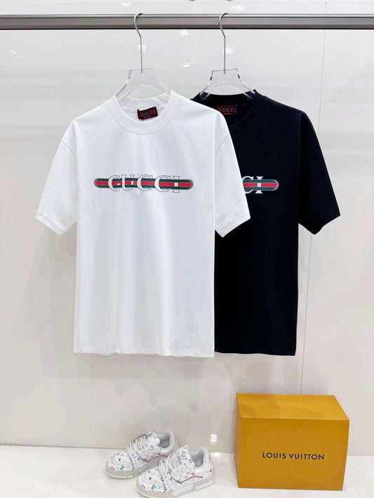 Retro Stripe Bar Letter Print T-Shirt