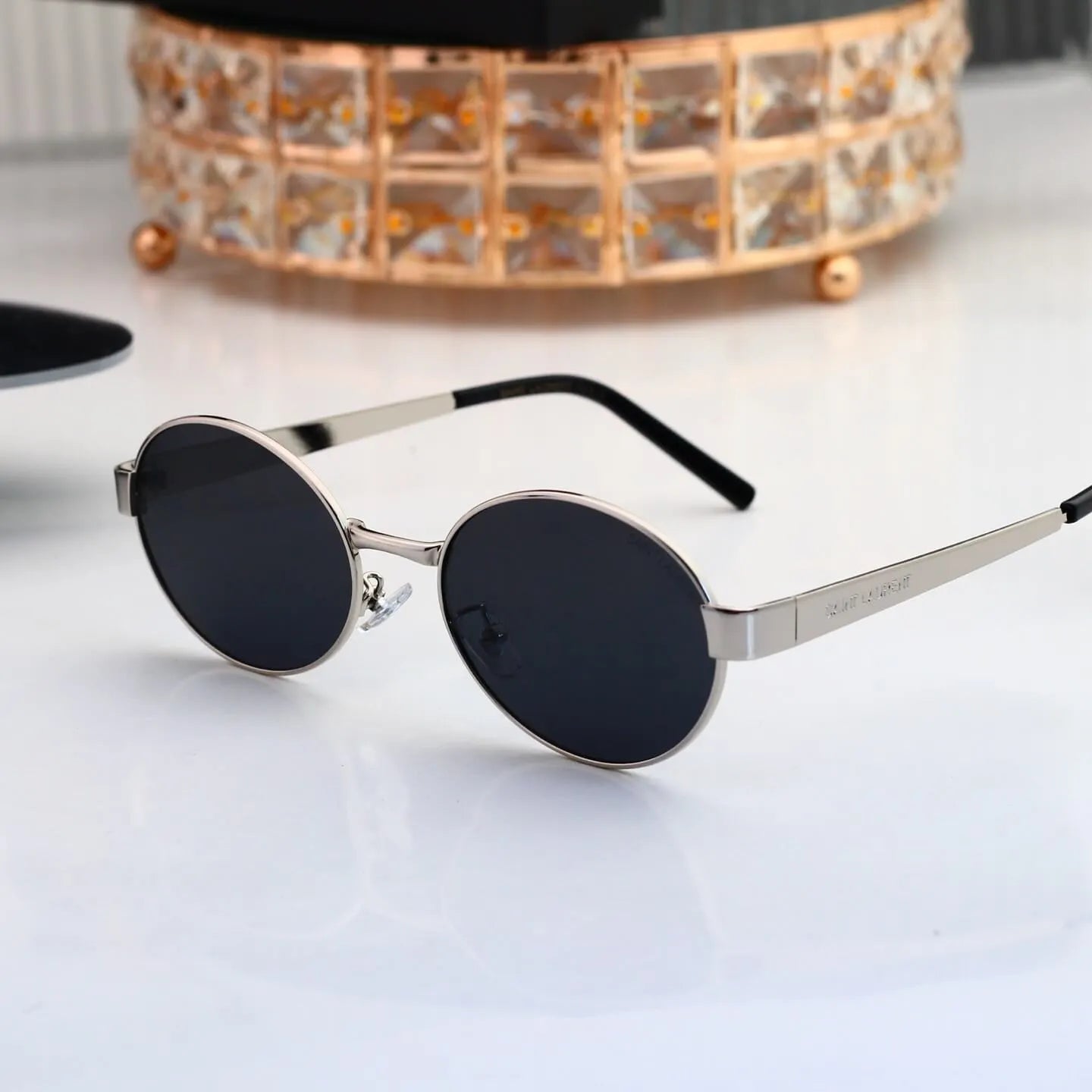 Retro Slim Metal Oval Sunglasses