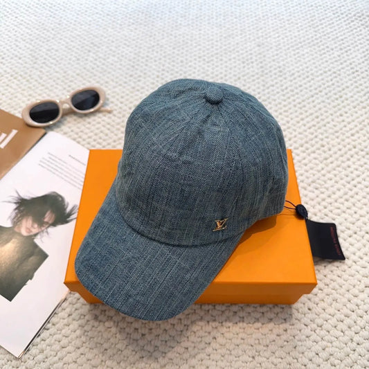 Textured Fabric Metal-Emblem Baseball Cap