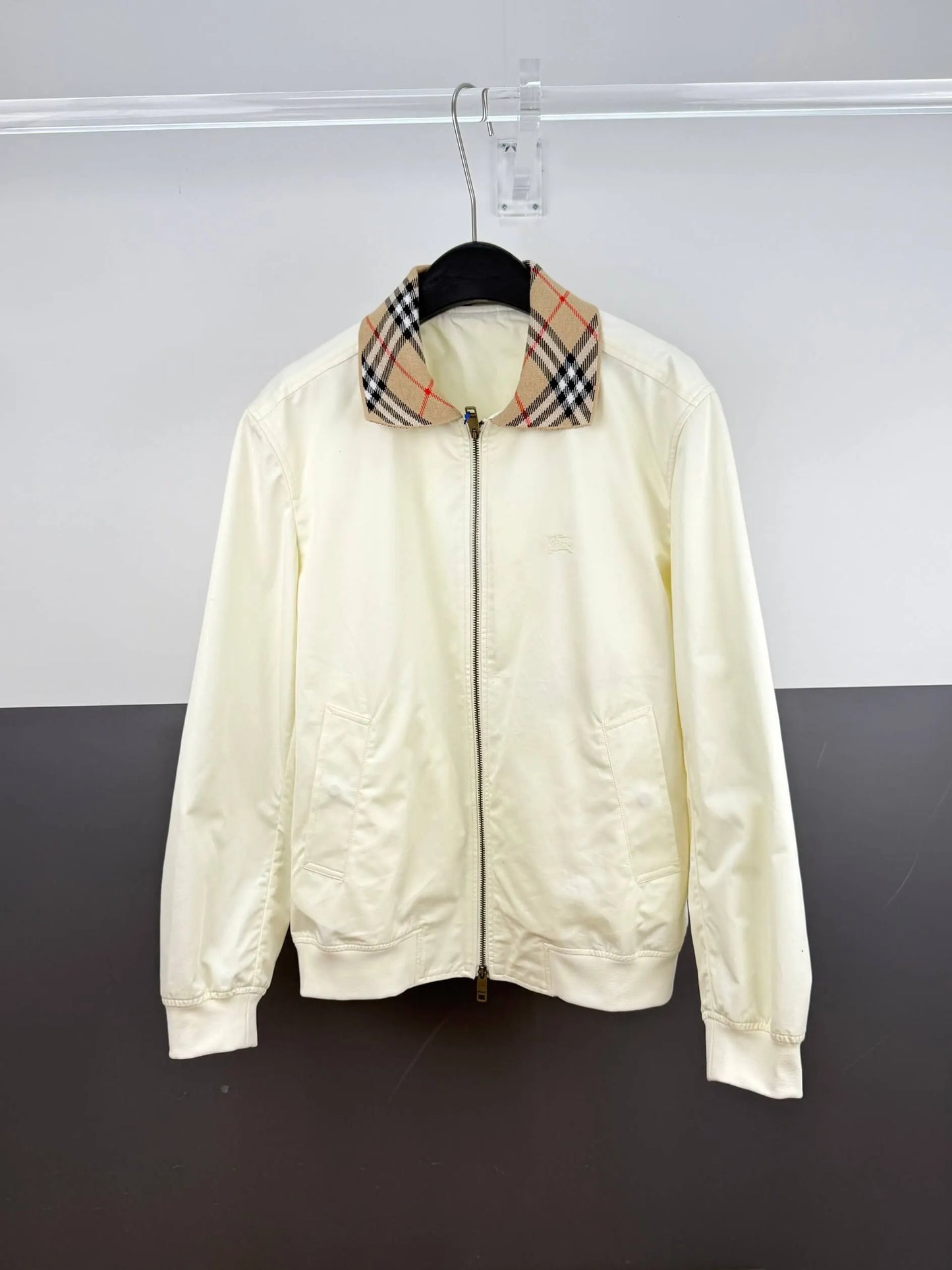 Plaid Ribbed Embroidery Jacket