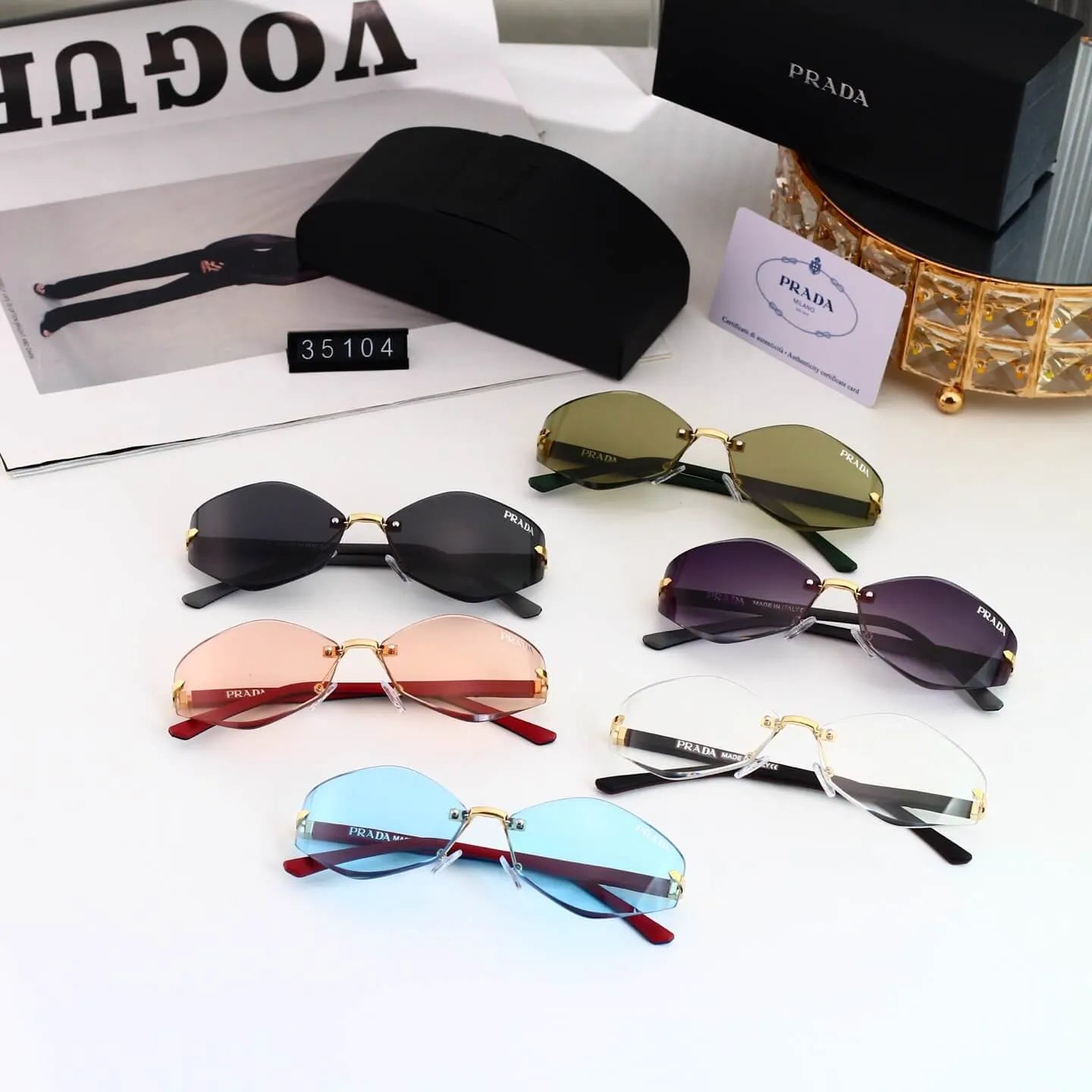 Rimless Cut Oval Sunglasses