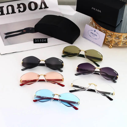Rimless Cut Oval Sunglasses