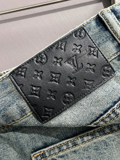Cargo Pocket Stitching Washed Denim Shorts