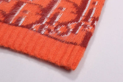 Orange All‑Over Sweater Cardigan