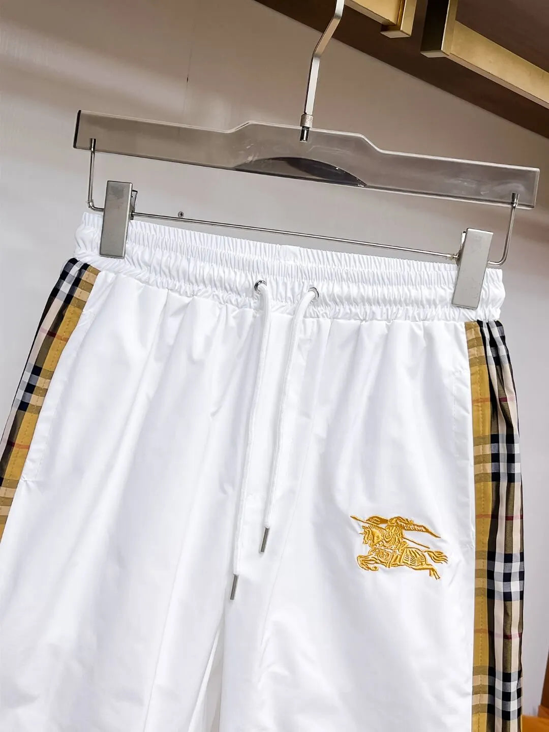 Plaid Side Stripe Embroidered Shorts