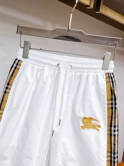 Plaid Side Stripe Embroidered Shorts