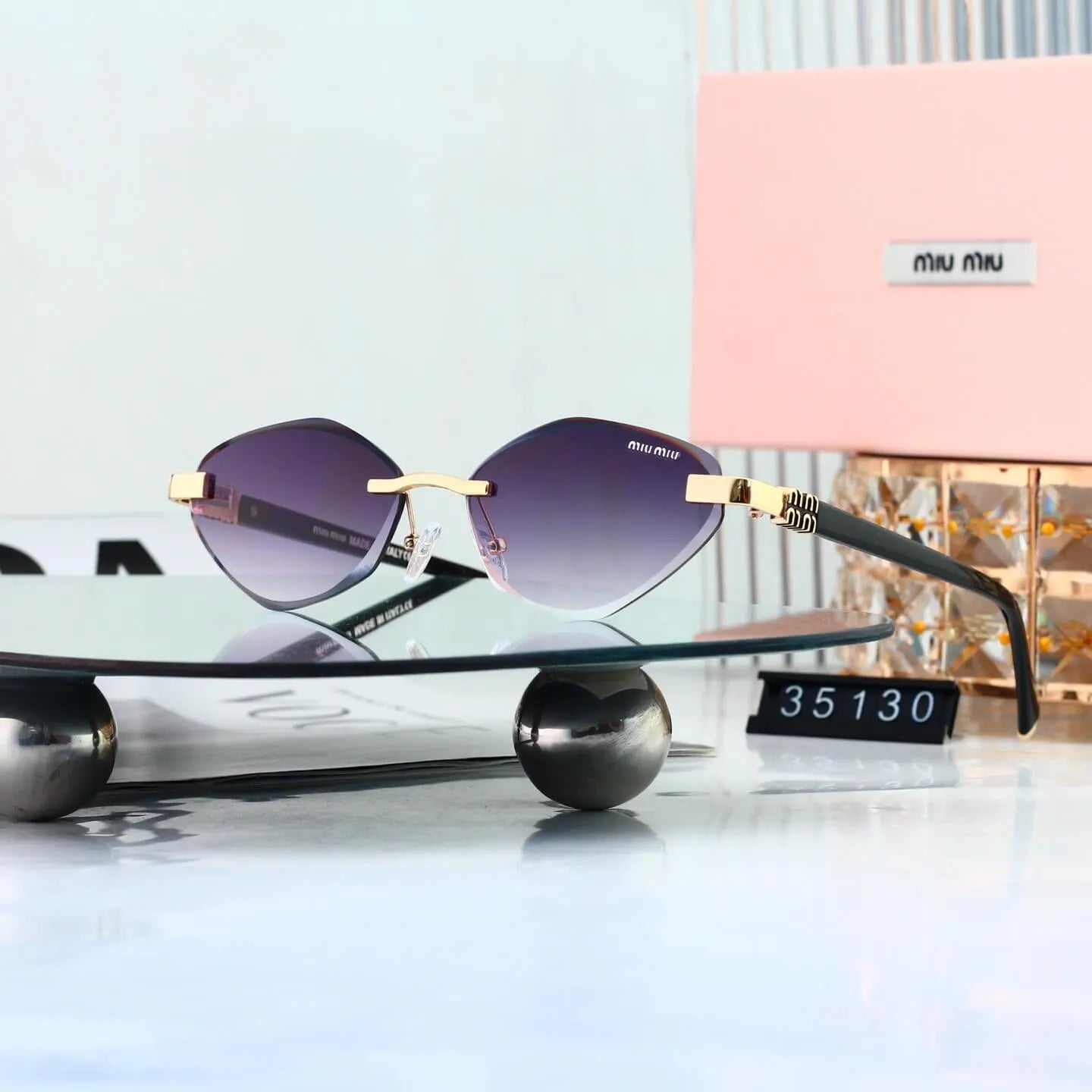 Rimless Irregular Sunglasses