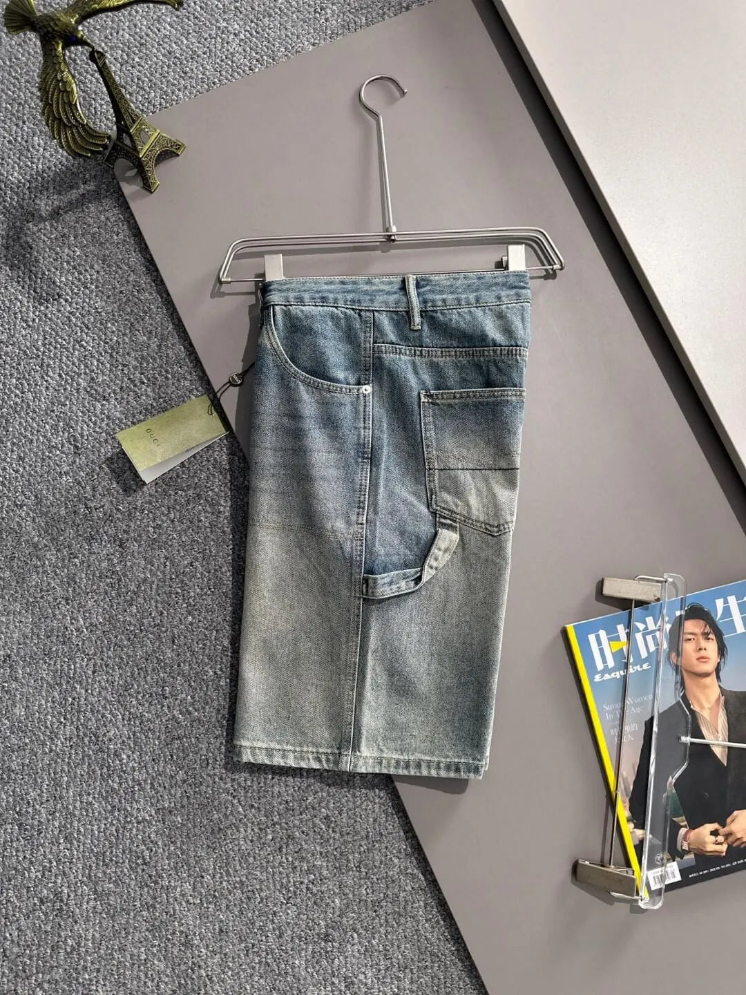 Multi‑Cargo Pocket Workwear Denim Shorts
