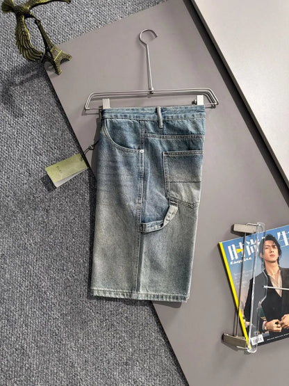 Multi‑Cargo Pocket Workwear Denim Shorts