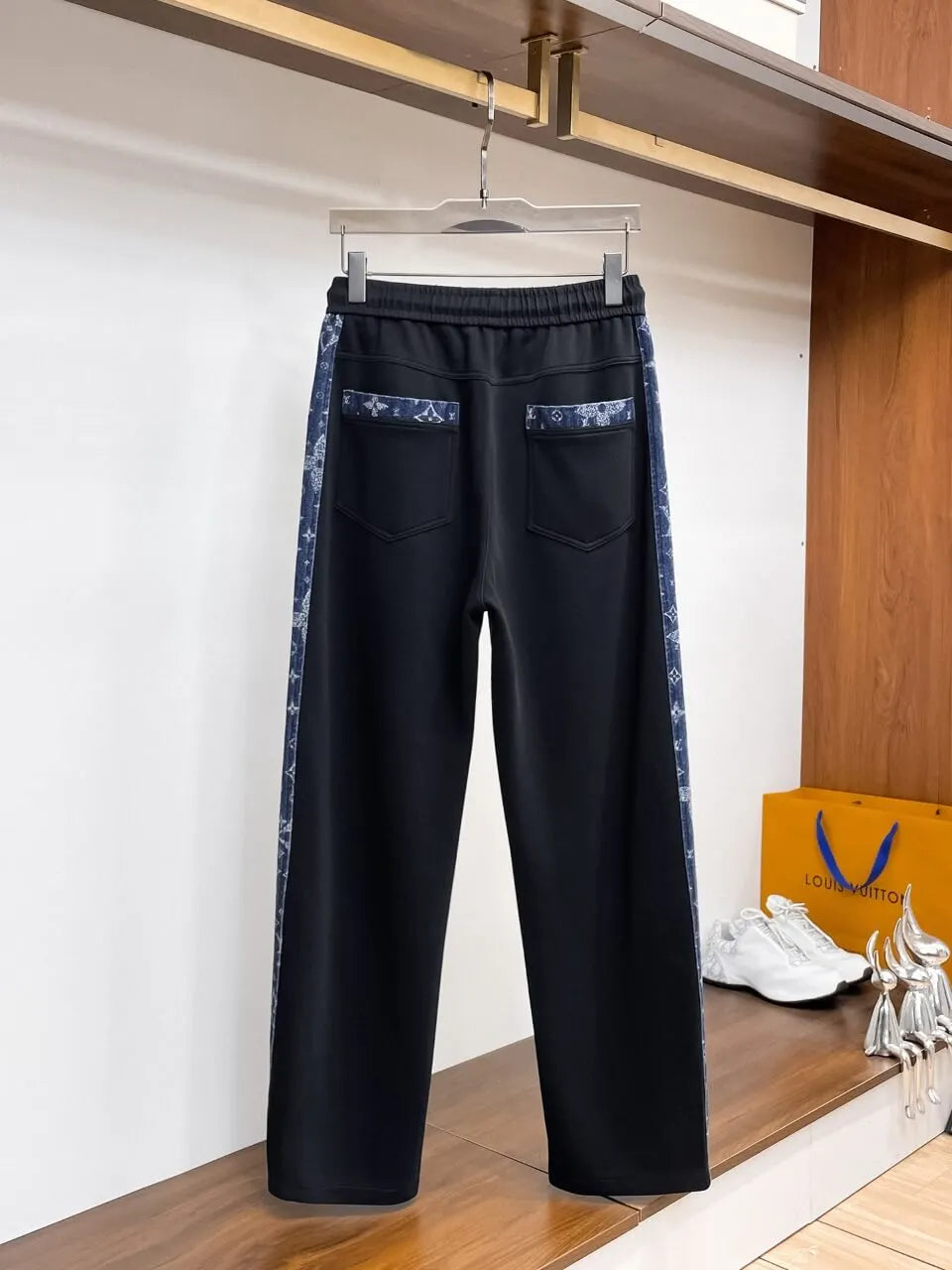 Denim Monogram Side Panel Spliced sweatpants