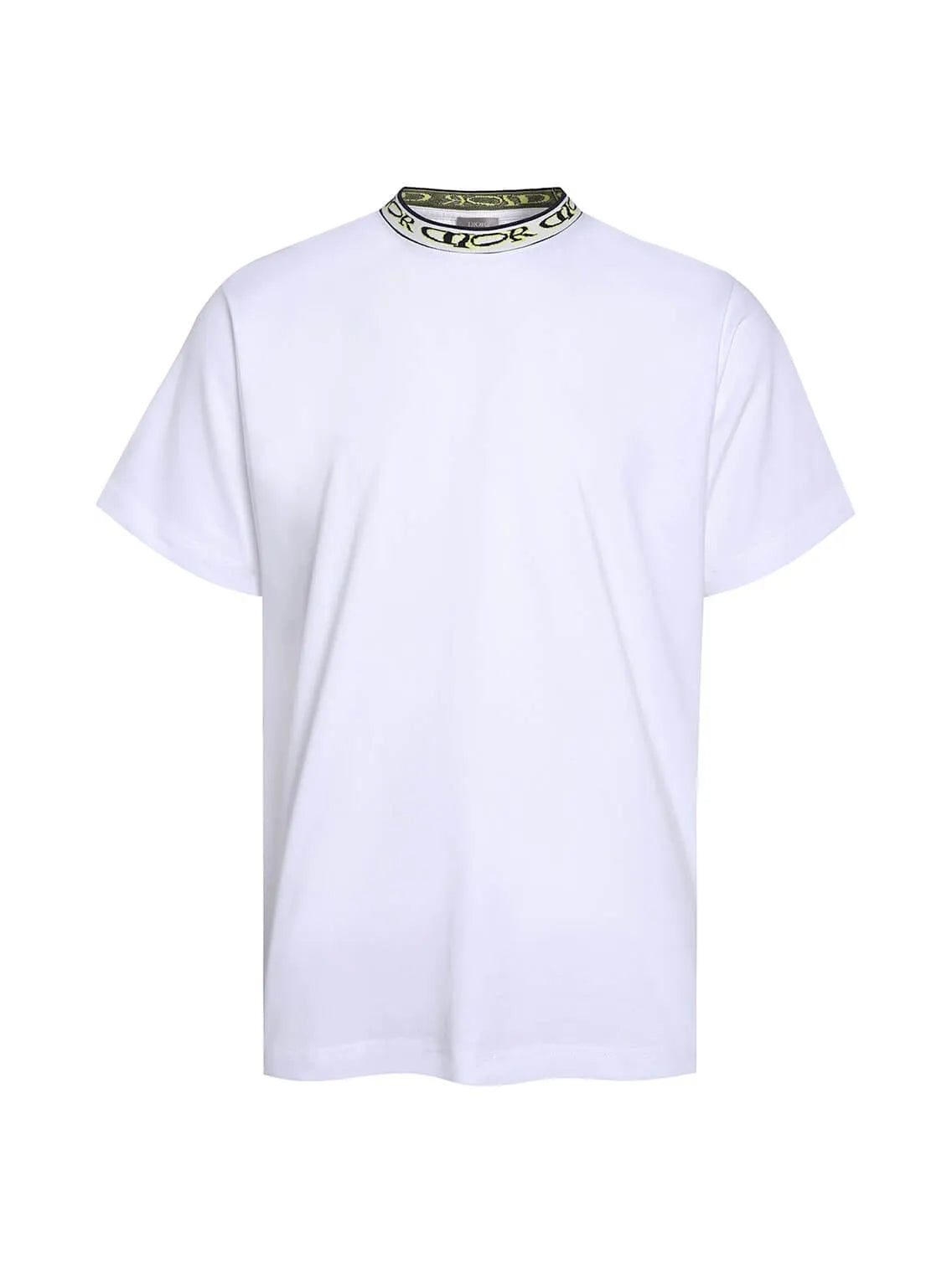 Plain‑Knit Rib Collar Embroidered T‑Shirt