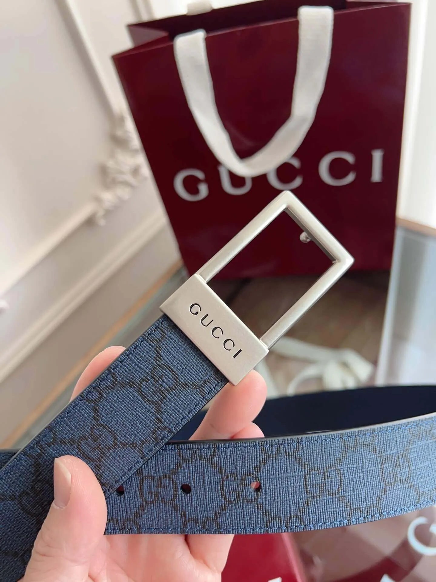 Square Buckle Leather Belt