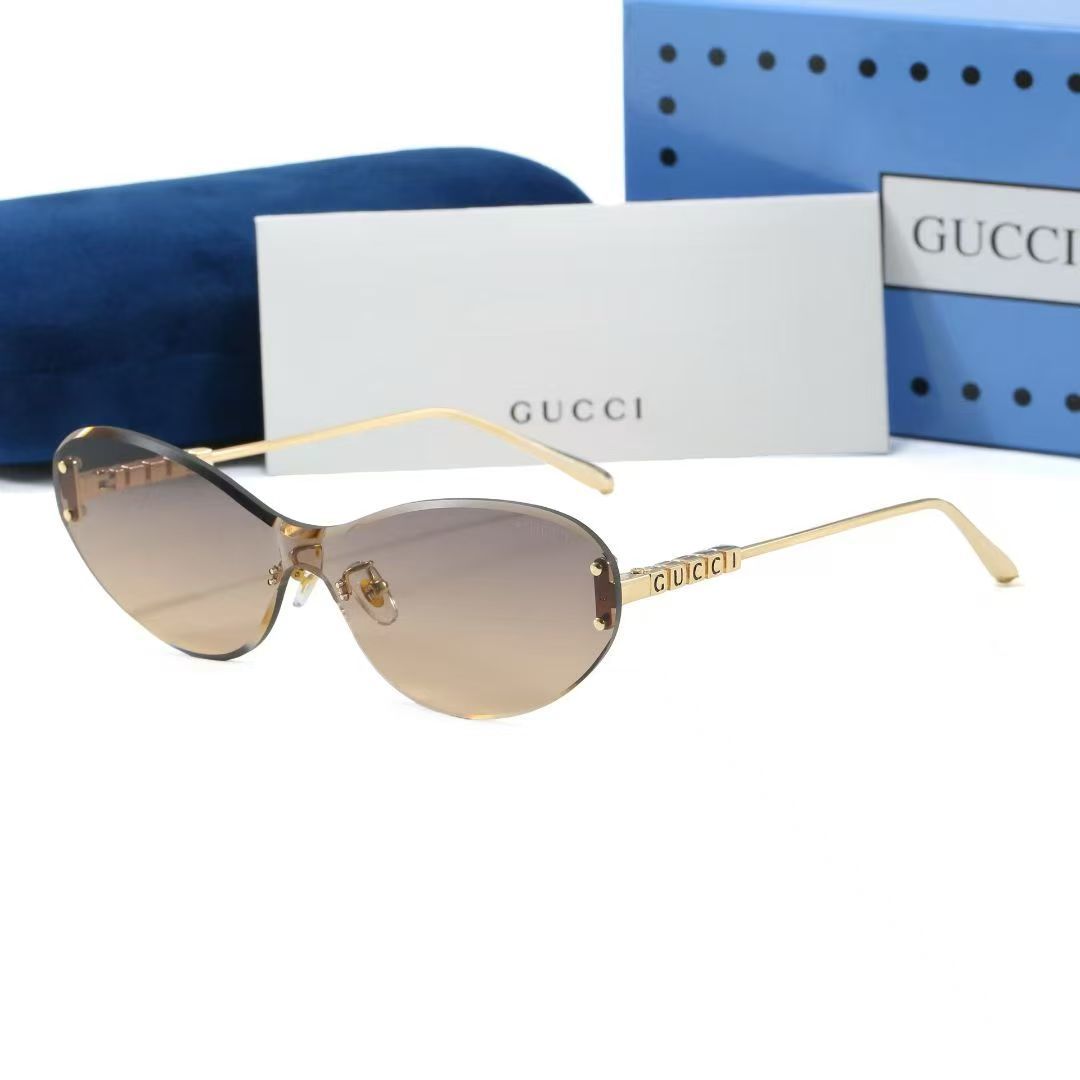 Shield Rimless Cat-Eye Sunglasses