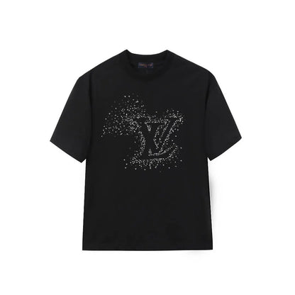 Scattered Rhinestone Letter T-Shirt