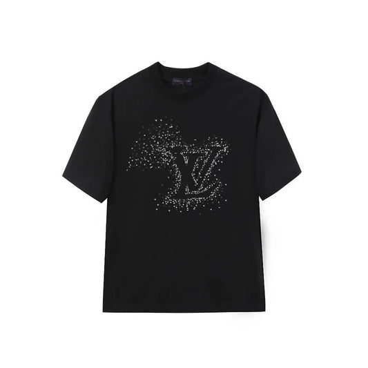 Scattered Rhinestone Letter T-Shirt