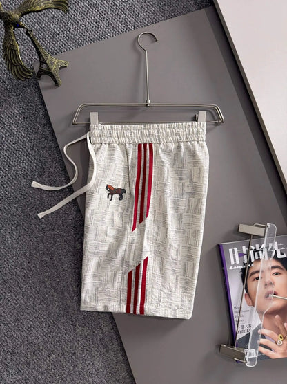 Horse Embroidery Side Stripe Shorts